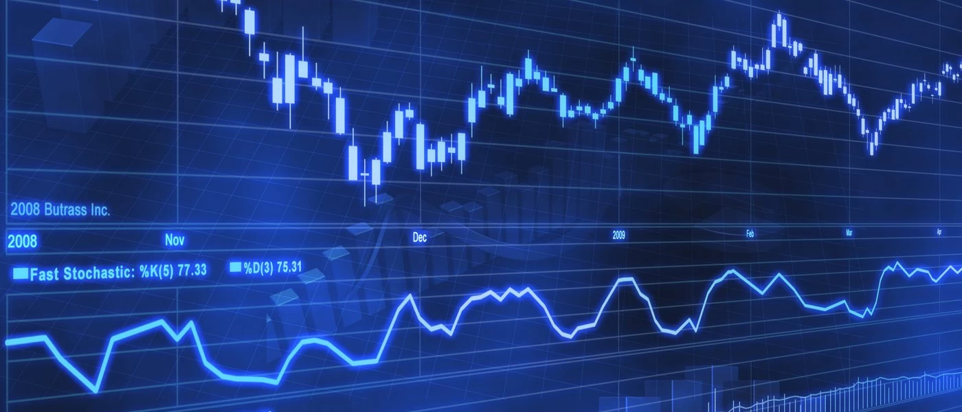 Economic chart showing stock price movement. 