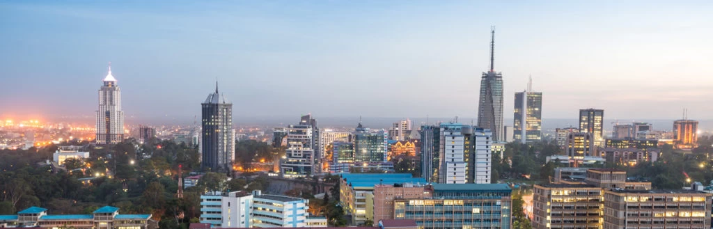 Landscape view of the Nairobi skyline. 