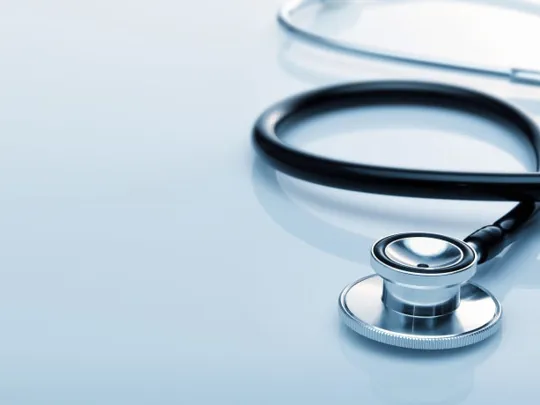 Still image of a doctors stethoscope.