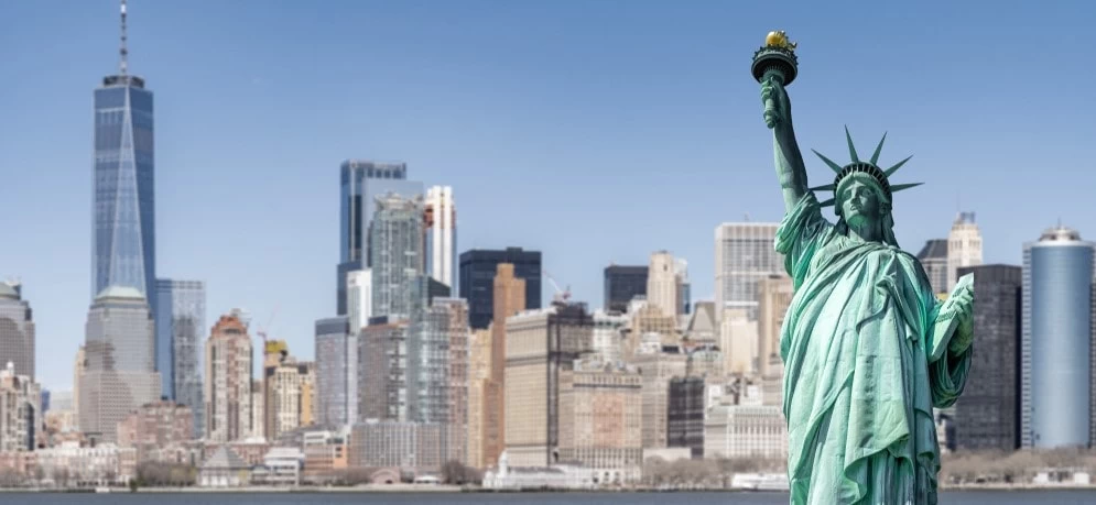 A landscape image of New York City. 