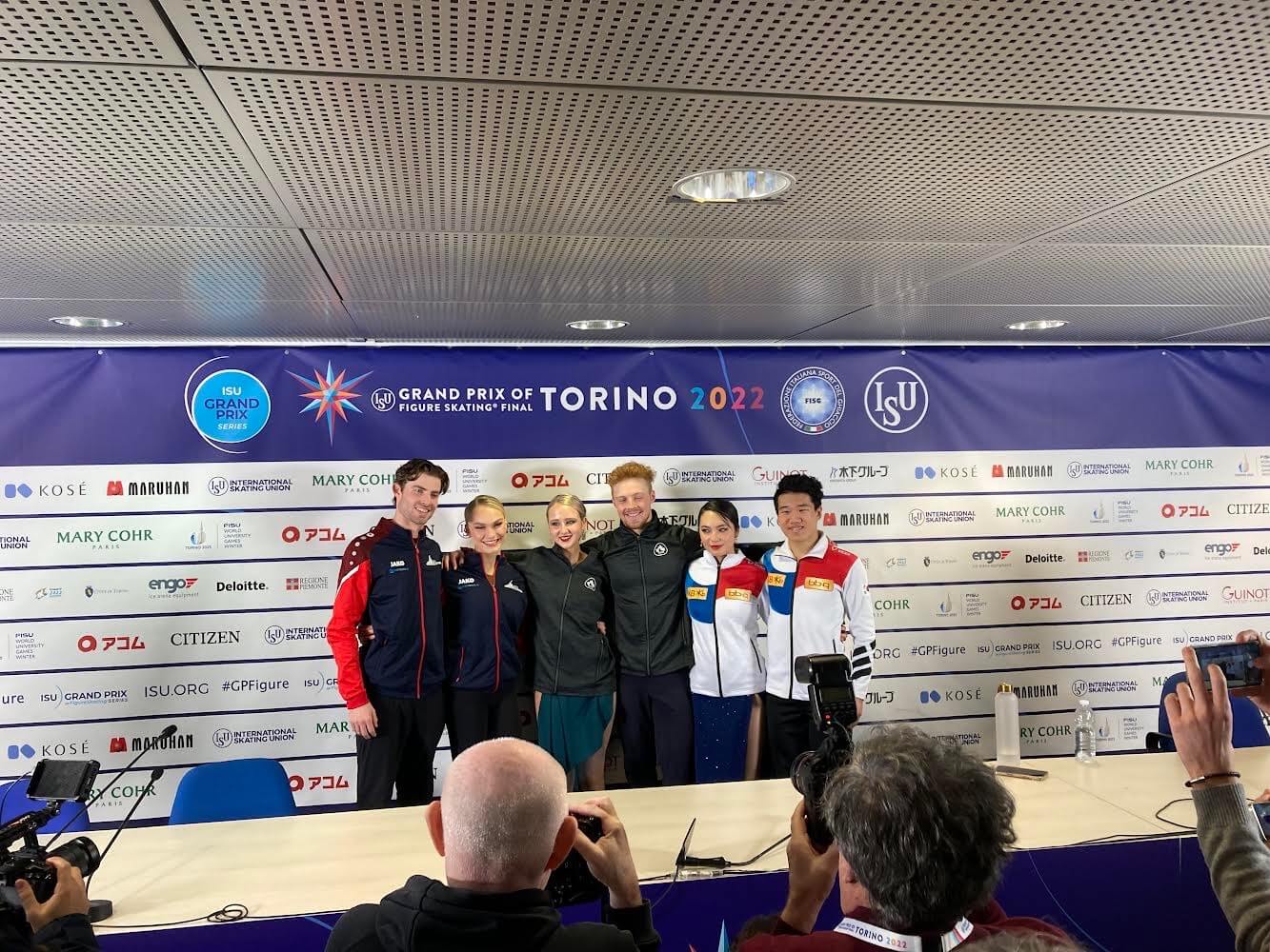 Wolsey Hall Oxford student, Phebe Bekker and dance partner James Hernandez getting a photo with their competitors. 