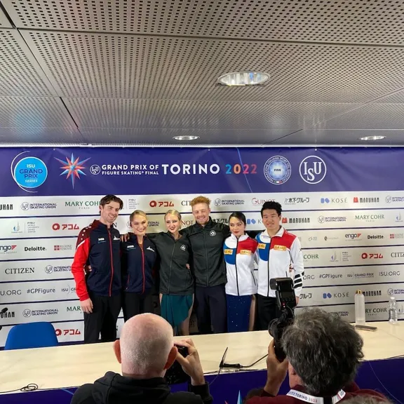 Wolsey Hall Oxford student, Phebe Bekker and dance partner James Hernandez getting a photo with their competitors.