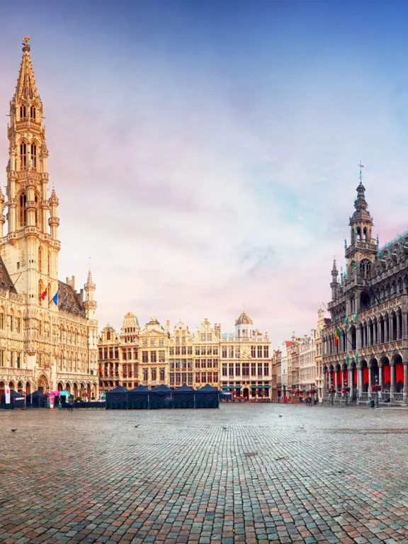 A landscape view of the Grand Place square in Brussels, Belgium.