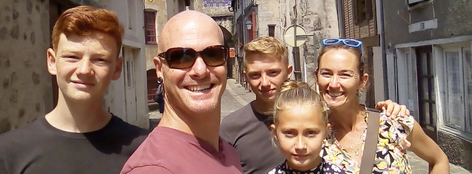 Family photo of the Binedells. 