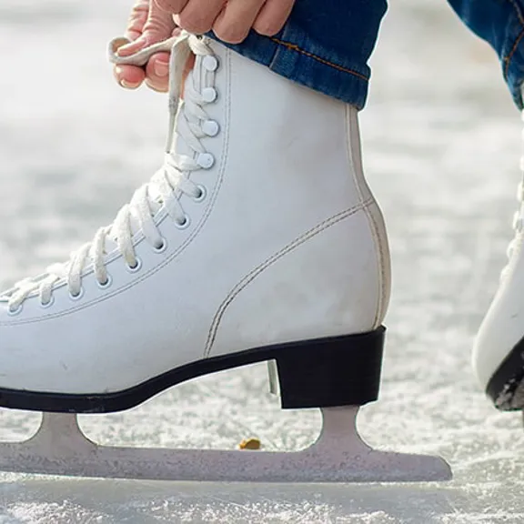 Ice skates on ice.
