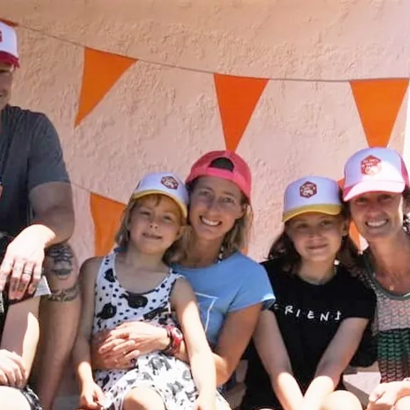 A group photo of the Binedells and friends.