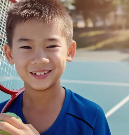 A young elite tennis player with his ball and racket in hand on the tennis court.