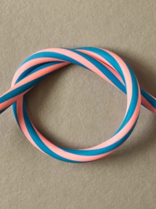 A flexible, striped pencil bent into a loop, symbolising adaptability.
