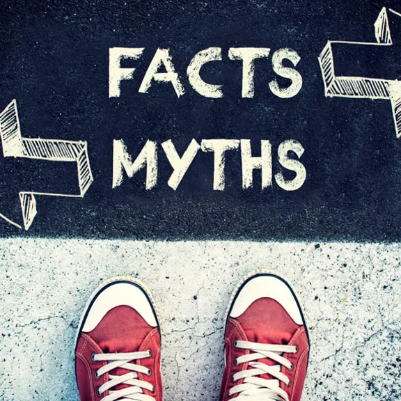 Text written on the floor: 'Facts and Myths'.