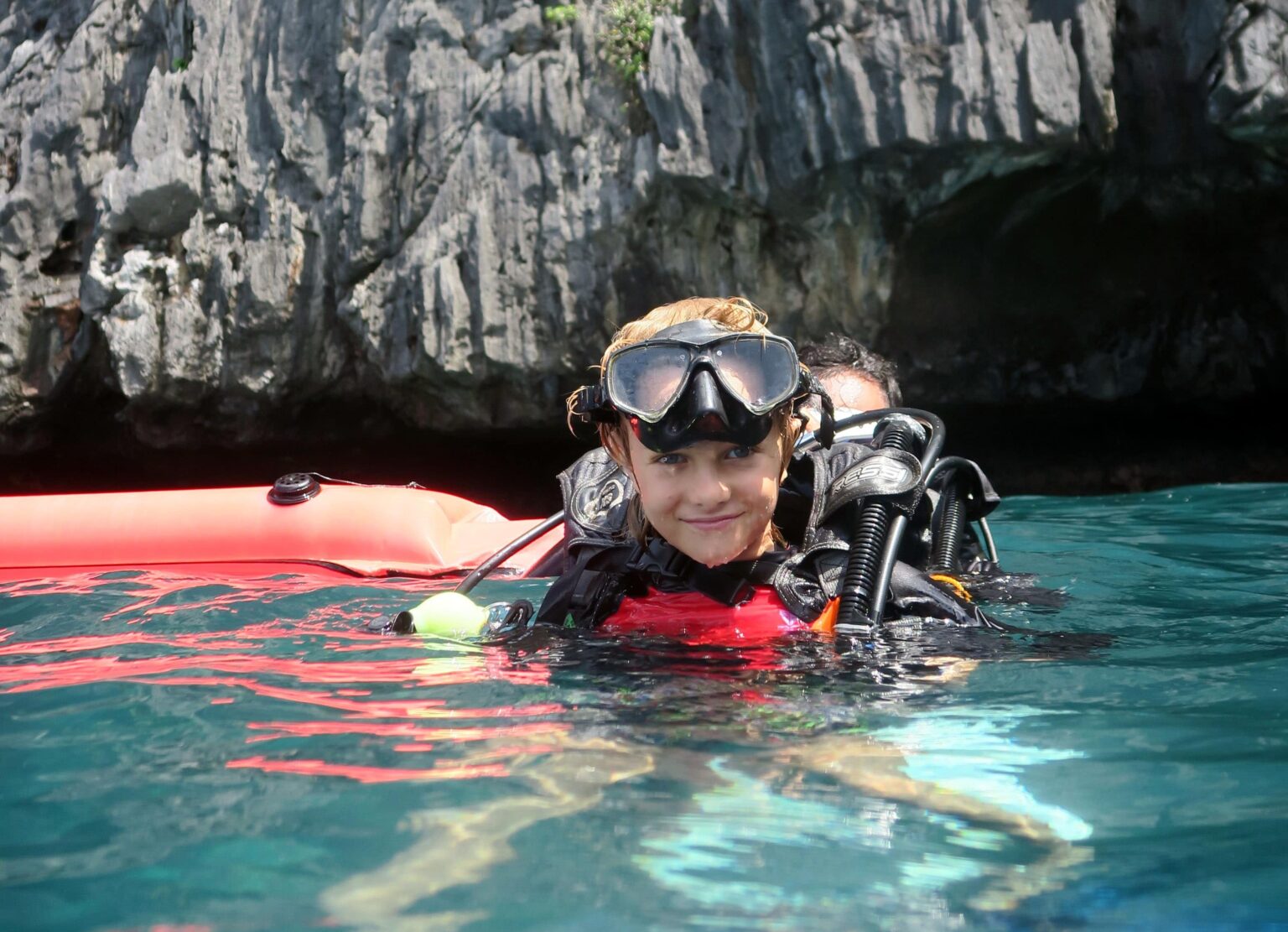 Wolsey Hall Oxford student, Vladimir, scuba diving. 