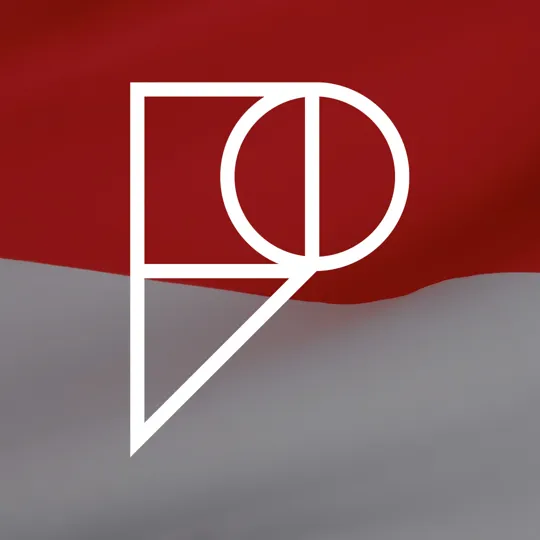 Indonesian flag overlaid with the Pamoja logo.