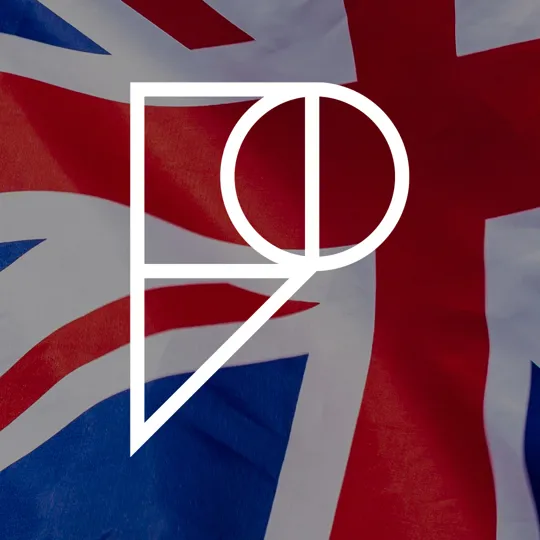UK flag with Pamoja 'P' logo overlayed
